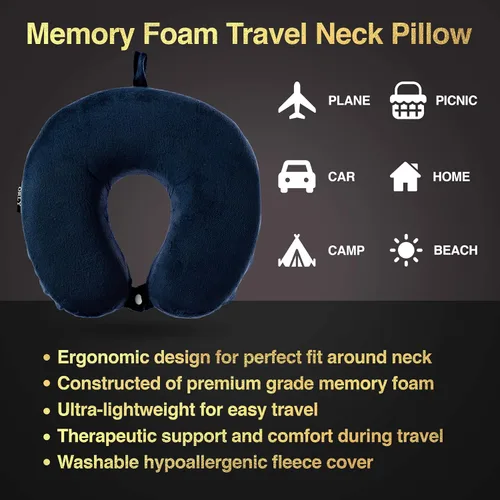 Vista 5 de Charles Albert - Almohada de viaje de espuma viscoelástica, almohada de cuello en forma de U, cojín ultra suave y cómodo para soporte del cuello