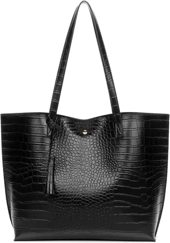 Vista 32 de Dreubea - Bolsa de hombro y de mano de piel sintética suave para mujer, con borla, de gran capacidad