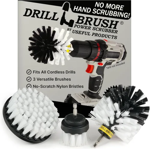 Vista 11 de Drillbrush Juego de Accesorios de Cepillo de Taladro para Limpieza de Baño – Kit de Cepillo Fregador Eléctrico para Bañera, Azulejos, Ducha