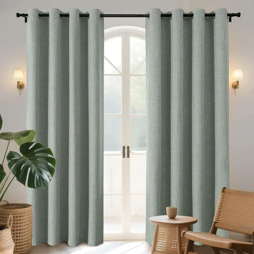 Vista 42 de Joydeco Cortinas opacas de 72 pulgadas de largo, 2 paneles burg, cortinas de oscurecimiento de habitación para dormitorio, cortinas térmicas Negro