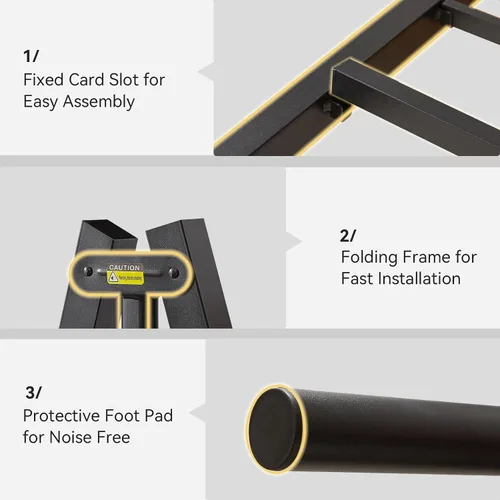 Vista 5 de Susalt - Base de cama metálica tamaño individual de 14 pulgadas con cabecero/Base de colchón resistente y de trabajo pesado/No necesita