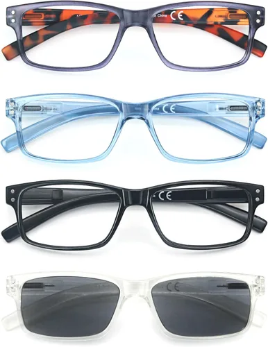 Vista 9 de HEEYYOK Readers For Wome Reading Glasses Womem For Small Face Square Cheaters Reading Glasses Womens Lightweight 4-Pack