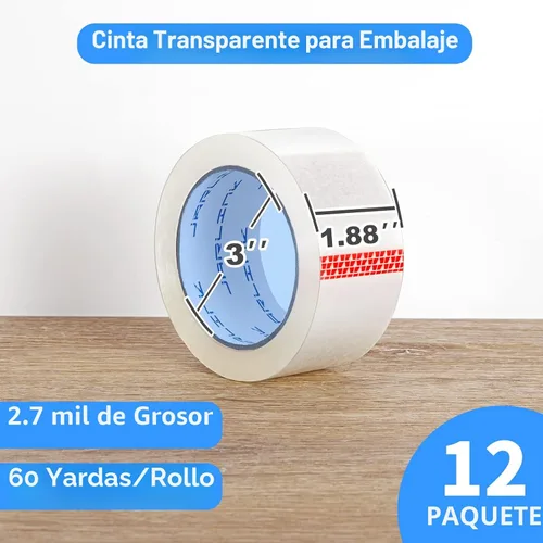 Vista 2 de JARLINK Cinta de embalaje transparente, cinta de embalaje resistente para embalaje de envío, sellado en movimiento, 2 pulgadas de ancho 2.7mil