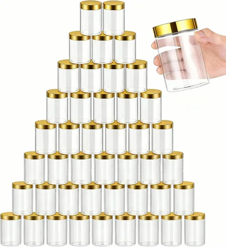 Vista 18 de SATINIOR 100 tarros de plástico con tapas, recipientes pequeños, tapas de boca ancha, pequeños recipientes de plástico para loción, crema, diamantes