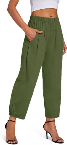 Vista 5 de Womens Capri Yoga Pants Wide Leg Loose Comfy Lounge Cropped Capris with Pockets