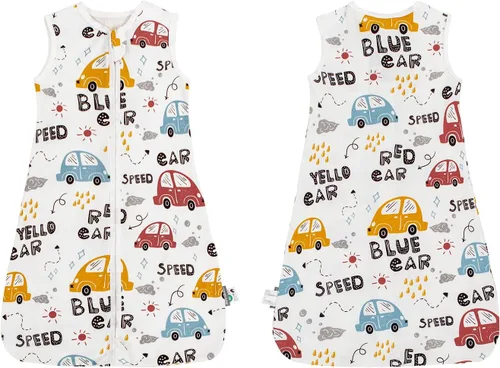 Vista 6 de HOUSABY - Manta de algodón para bebé, saco de dormir de algodón para verano, 1 saco de dormir unisex para niños pequeños, 0.5 TOG con cremallera