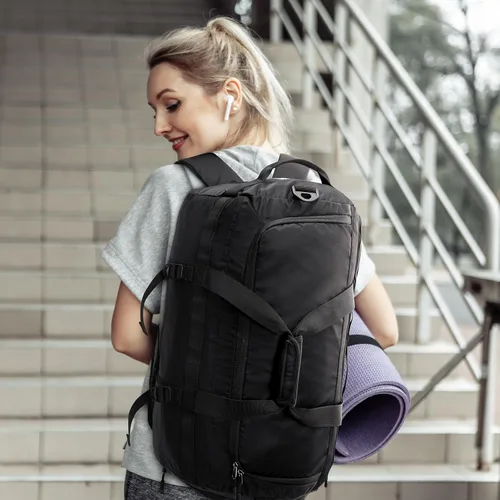 Vista 2 de G4Free Bolsa de gimnasio para mujeres y hombres, mochila de lona de 45 litros con compartimento para zapatos, resistente al agua, bolsa de viaje