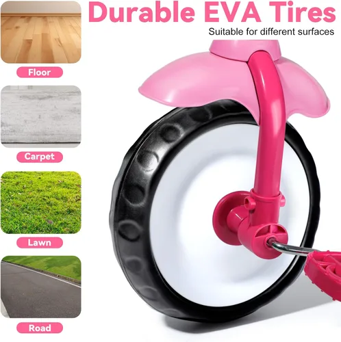 Vista 4 de Liberry Triciclo para niños de 2, 3 y 4 años, triciclo para niños con campana, cesta trasera y pedal extraíble, bicicleta de 3 ruedas, juguetes