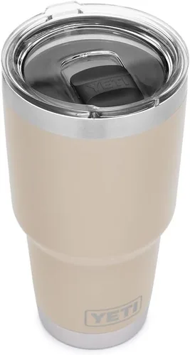 Vista 27 de YETI Rambler - Vaso de 30 oz, acero inoxidable, aislado al vacío con tapa MagSlider, color carmesí Amarillo