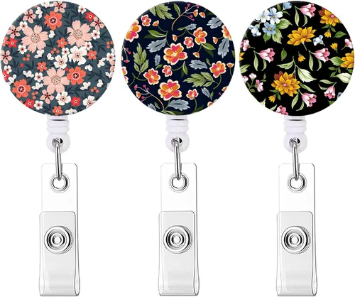 Vista 26 de Carrete retráctil para credenciales de enfermera, lindo nombre, carretes decorativos para tarjetas de identificación con clip en soportes