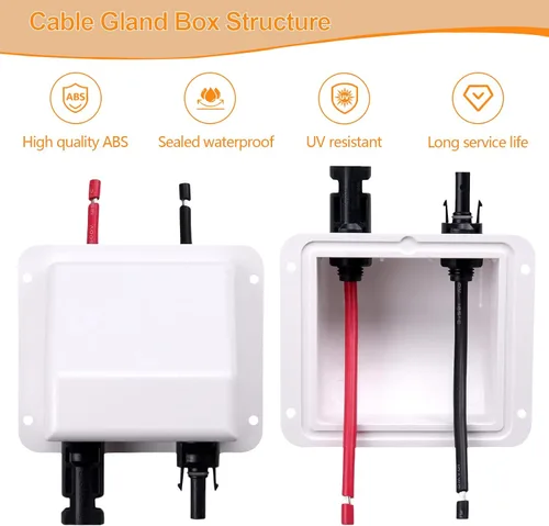 Vista 3 de Caja de prensaestopas solar de doble cable con cable de extensión solar suave 10AWG de 0.33 pies, glándula de entrada solar de ABS impermeable