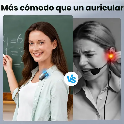 Vista 6 de Amplificador de voz inalámbrico para profesores, micrófono Lavalier Bluetooth Negro carbón