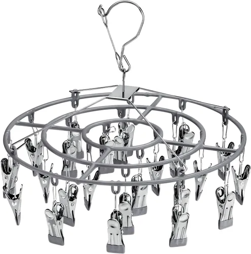 Vista 10 de PHYDELU Estante de secado para ropa con 24 clips, colgador de calcetines para secar, colgar ropa para secadora, ropa interior, perchas para ropa