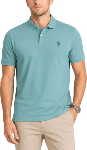 Vista 53 de Polo de piqué de algodón sólido para hombre con pequeño Pony Gris jaspeado