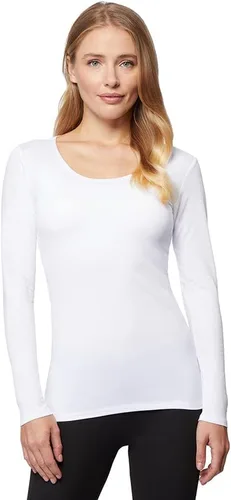 Vista 7 de 32 Degrees Camiseta ligera de capa base para mujer, manga larga, ajuste de forma, elástico en 4 direcciones, térmica Negro
