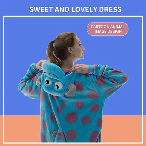 Vista 3 de COSUSKET Snug Fit Unisex Adult Onesie Pajamas, Flannel Cosplay Animal One Piece Halloween Costume Sleepwear Homewear