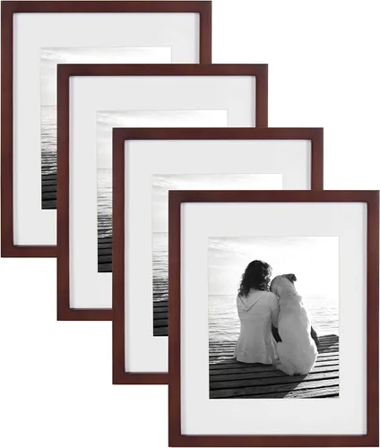 Vista 9 de DesignOvation - Juego de marcos de fotos personalizables en madera Gris