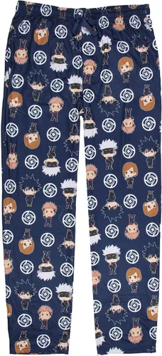 Vista 5 de Bioworld Jujutsu Kaisen Pantalones de Pijama para Hombre con Logo de Escuela de Hechiceros Chibi Impreso por Todas Partes