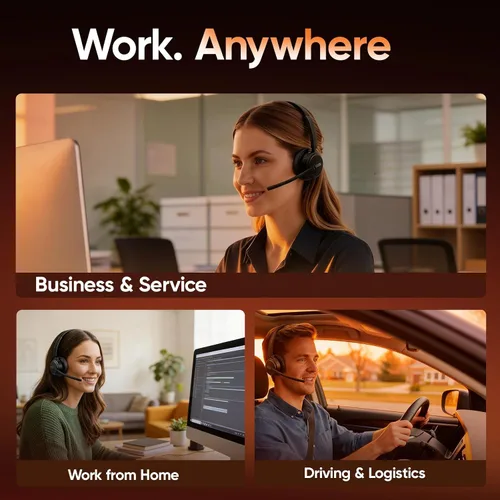 Vista 13 de Auriculares inalámbricos con micrófono para trabajo, auriculares Bluetooth