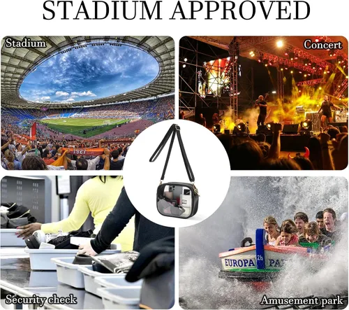 Vista 6 de TOBVZOO - Bolsa bandolera transparente aprobada para estadios, conciertos y eventos deportivos, unisex