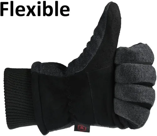 Vista 5 de OZERO Winter Gloves Deerskin Suede Leather and Insulated Polar Fleece Water Resistant Thermal Gifts for Men and Women