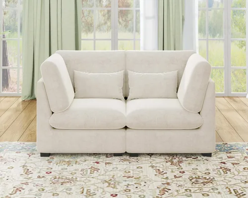 Vista 43 de Sofá Modular de Tamaño Grande, Sofá Seccional de Chenilla Cloud Extra Profundo con Chaise Otomana, Sofá Cama de Chenilla Esponjosa de 5 Asientos