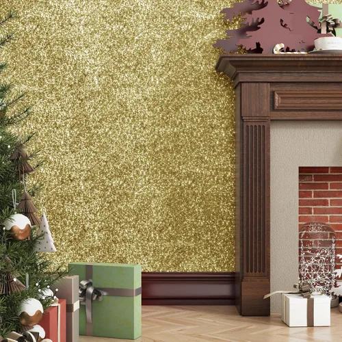 Vista 4 de Papel adhesivo con purpurina dorada para paredes, papel tapiz autoadhesivo con purpurina brillante, papel tapiz decorativo dorado para dormitorio