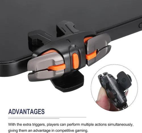 Vista 4 de MECCANIXITY Controlador de juego móvil con disparador de juegos, 1 par de llaves de fuego de un solo disparo de seis dedos, color negro universal