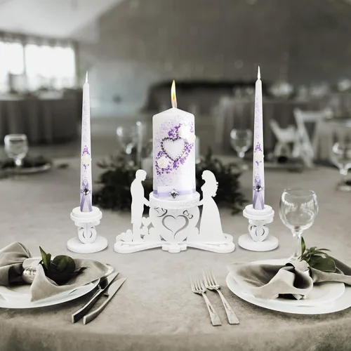 Vista 8 de Unity - Juego de 3 portavelas para novia y novio, velas para ceremonia de boda