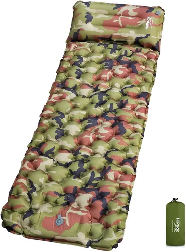 Vista 9 de HiiPeak Colchoneta de dormir para campamento: colchoneta inflable ultraligera con bomba de pie y almohada integradas, colchón de aire compacto