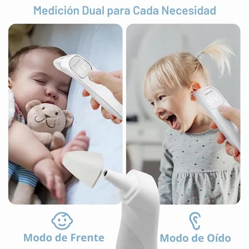 Vista 2 de Berrcom - Termómetro médico infrarrojo para frente y oído 2 en 1 para todas 2-Blanco