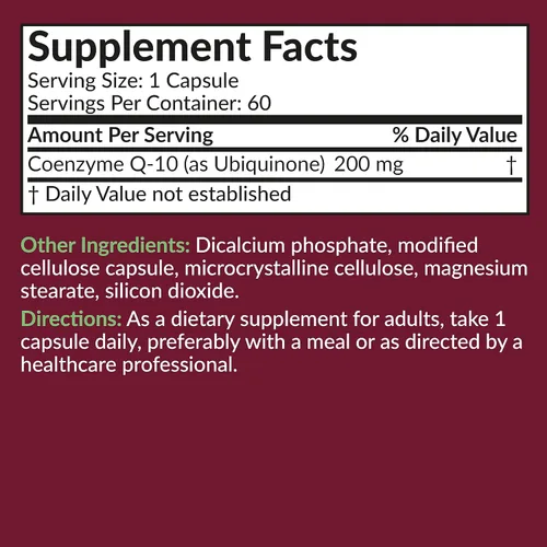 Vista 6 de Futurebiotics CoQ10 200 MG de producción de energía celular, 60 cápsulas vegetarianas