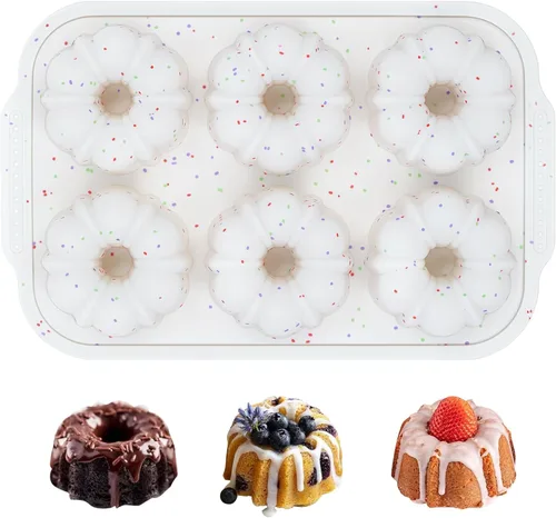 Vista 10 de FUNBAKY Moldes de silicona con marco reforzado de metal en forma de corazón, 10 pulgadas, moldes antiadherentes para moldes para pasteles Pan