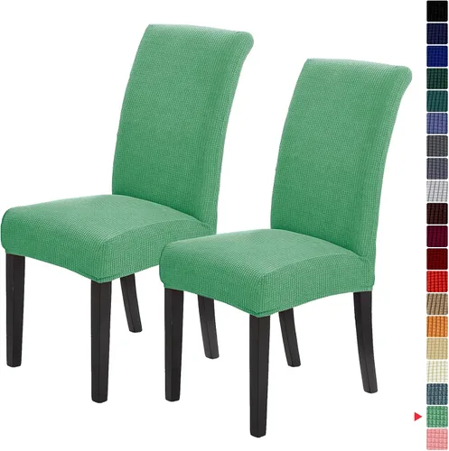 Vista 14 de Juego de 2 fundas para sillas de comedor, fundas elásticas para sillas de comedor, fundas para sillas de cocina de jacquard texturizadas, decoración