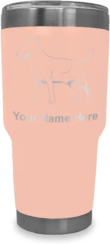 Vista 8 de LaserGram Vaso aislado al vacío de 20 onzas, perro Bull Terrier, grabado personalizado incluido (negro) Engraved Gift for Dog Lovers, Vacuum