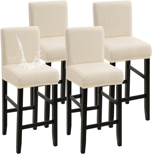 Vista 22 de YISUN - Fundas para taburete de bar, mezcla de forro polar elástico y poliéster, lavables y removibles, para taburete de bar y silla alta, con Beige