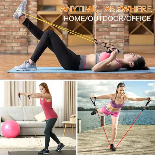 Vista 2 de Resistance Bands Set, Workout Bands with Handles, 5 Levels