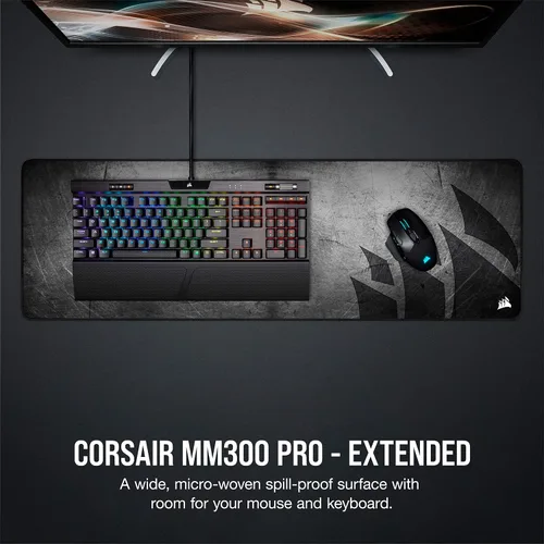 Vista 2 de Corsair MM300 PRO - Alfombrilla de mouse para juegos de tela a prueba de derrames, extendida, multicolor