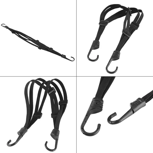 Vista 8 de Watris Veiyi Cuerda para casco, 63cm/24.8" correa para casco de motocicleta, correa elástica retráctil negra para equipaje con ganchos