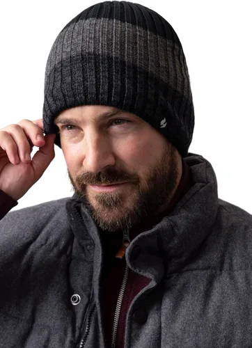 Vista 4 de Heat Holders Gorro de invierno a rayas de forro polar para hombre con aislamiento térmico cálido