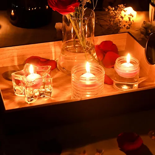 Vista 7 de Zest Candle Velas flotantes de 24 piezas, 1.75 pulgadas, morado