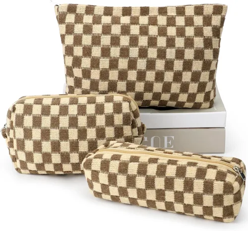 Vista 21 de Juego de 3 bolsas de maquillaje para niñas y mujeres, organizador de viaje, bolsa de aseo de baño, bolsa de almacenamiento de gran capacidad