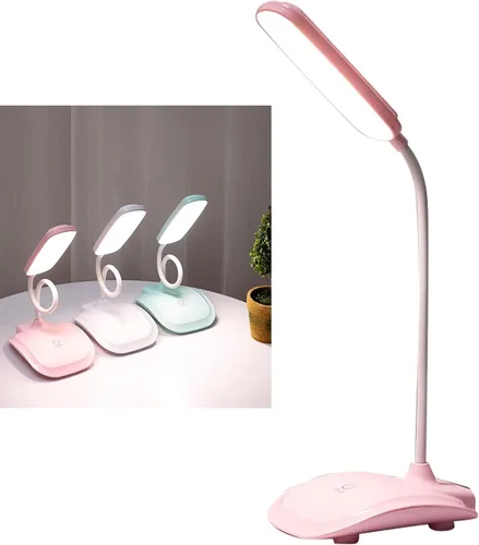 Vista 11 de Lámpara de escritorio LED, control táctil, temperatura de color de tres niveles, carga USB, lámpara de mesa, luz de lectura para dormitorio, Blanco