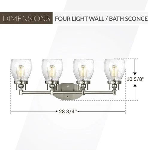 Vista 3 de Sea Gull Lighting 4114501-782 Belton - Lámpara de pared o bañera con pantalla de cristal transparente de seda, acabado en bronce, 4414504-962