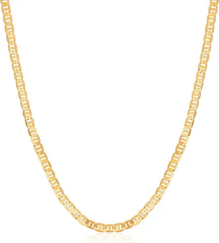 Vista 13 de Barzel - Collar de cadena Mariner chapado en oro de 18 quilates para mujer, plana Marina - Hecho en Brasil Oro de 3 mm.