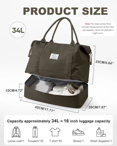 Vista 58 de Bolsa de viaje para mujer, bolsa deportiva para gimnasio, H-Negro