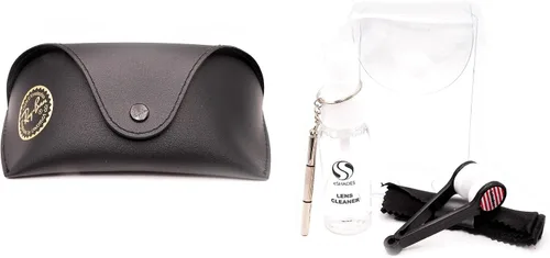 Vista 2 de Ray-Ban Estuche negro mediano para lentes de sol + paquete con kit de gafas de lujo eSHADES, Negro