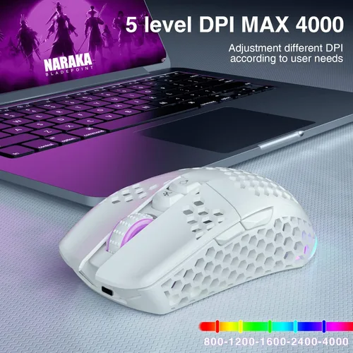 Vista 8 de SOLAKAKA Teclado y mouse inalámbricos RGB Bluetoothcableado2.4GHz