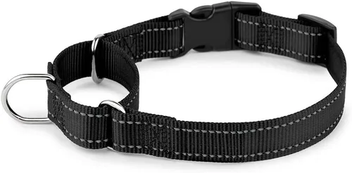 Vista 17 de Collar reflectante de martingala de Plutus Pet con hebilla - Collar de entrenamiento duradero y ajustable para evitar tirones, collar de gargantilla