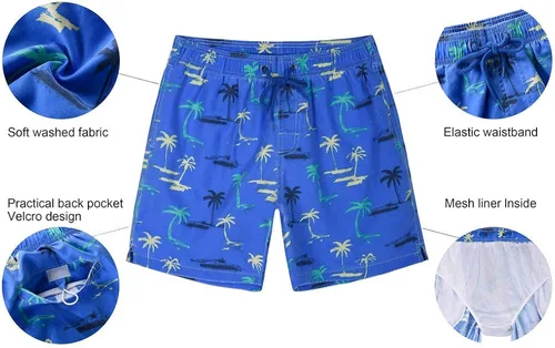 Vista 5 de Nonwe Traje de baño para hombre, de secado rápido, retro, suave, lavado con cordón